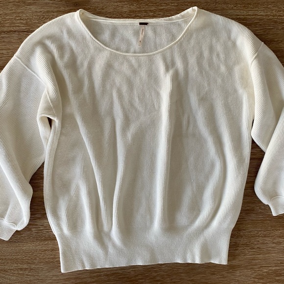 Free People Creamy White Slouchy Ribbed Sweater - Picture 3 of 12